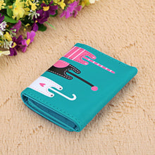 Mini Women Purse Lovely Cats Print Bifold Leather Wallet Card Holder Purse Zipper Multiple Cards Holder Embossed PU Holder ELY