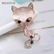Multicolor Opal Stone Fox Brooches Women Cute Brooch Jewelry Rhinestone Brooch Pin ELY