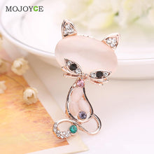 Multicolor Opal Stone Fox Brooches Women Cute Brooch Jewelry Rhinestone Brooch Pin ELY