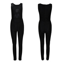 Backless Sleeveless Splicing Lace Transparent Waist Jumpsuit Pants Bodysuit Playsuit Rompers Black 1STL ELY