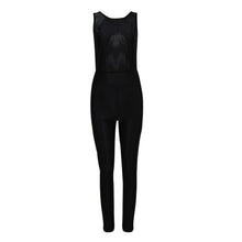 Backless Sleeveless Splicing Lace Transparent Waist Jumpsuit Pants Bodysuit Playsuit Rompers Black 1STL ELY