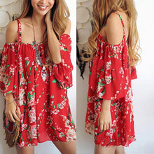 National Flavor Women Dress Sexy Off Shoulder Strap Vestidos Beach Casual Mini Floral Party Dress vestido de festa Dress ELY