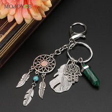 Natural Opal Stone Dreamcatcher Keyring Agate Car Bag Dream Catcher Keychain Jewelry ELY