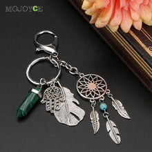 Natural Opal Stone Dreamcatcher Keyring Agate Car Bag Dream Catcher Keychain Jewelry ELY