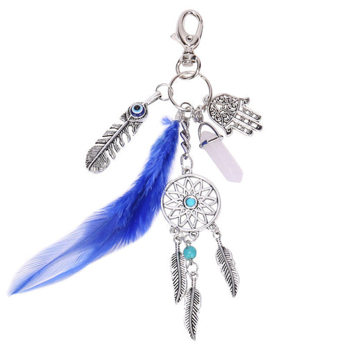 Natural Opal Stone Dreamcatcher Keyring Jewelry Feather Keychain Artilady leather keychain Opal Stone Gift 1STL ELY