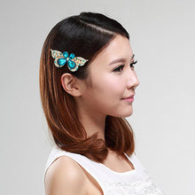 Beautiful Love Blue Butterfly Crystal Hairpin Alloy Tiara Wedding Hair Accessories Hair Jewelry 1STL ELY