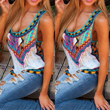 Women Vest Sleeveless Tops Casual Printing Tank Top Womens Clothing Chiffon Shirt S M L XL ELY