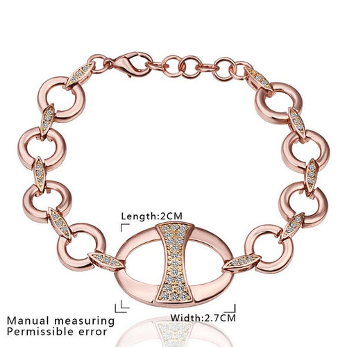 18K Gold Plated Bracelet Rose Gold Nickle-Free Tin Alloy Rhinestone Crystal Jewerly Bracelet SMTPB 46 ELY