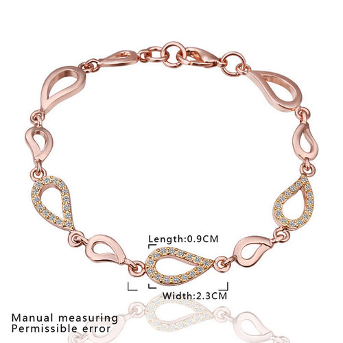 18K Gold Plated Bracelet Rose Gold Nickle-Free Tin Alloy Rhinestone Crystal Jewerly Bracelet SMTPB 42 ELY