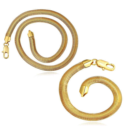 18K Gold Plating jewelry sets gold plated snake chain necklace+bracelet Gift for her SMTPS4 6 ELY