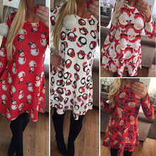 Women Christmas Special Long Sleeve Waisted A-Line Party Dress Strapless Lovely Dress 1STL ELY