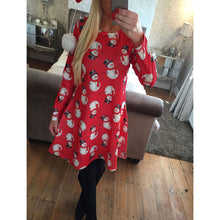 Women Christmas Special Long Sleeve Waisted A-Line Party Dress Strapless Lovely Dress 1STL ELY