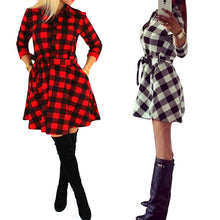 Womens Plaid Romper Dress Ladies Party Mini Shirt Dress Lovely Dress Black Red 1STL ELY