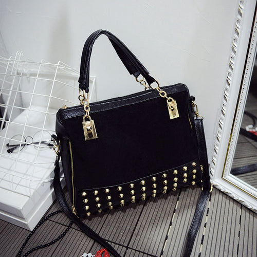 Europe Womens Vintage Zipper Studded Single Shoulder Bags Handbags 1STL ELY