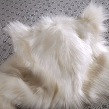 Fahsion Warm Animal Fur Hat Scarf Fluffy Plush Cap Ear Hood Shawl Glove 1STL ELY