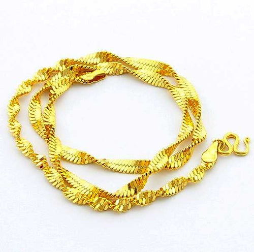 24K GP Gold Plated Necklace Mens & Women Yellow Gold Golden Jewelry Necklace YHDN 84 ELY