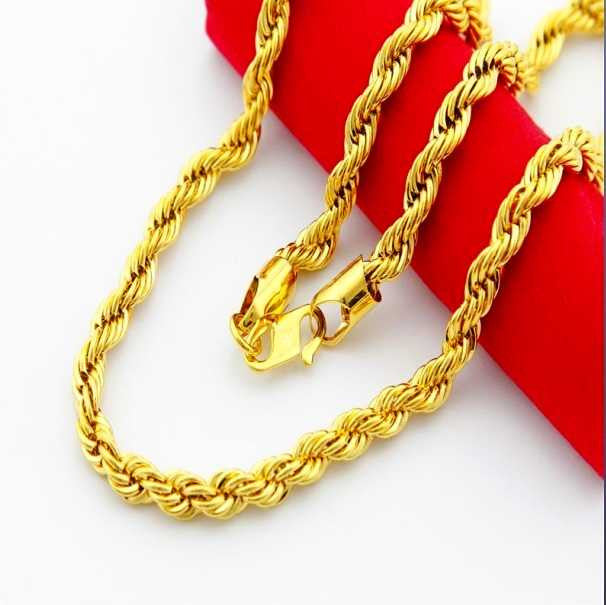24K GP Gold Plated Necklace Mens & Women Yellow Gold Golden Jewelry Necklace YHDN 97 ELY