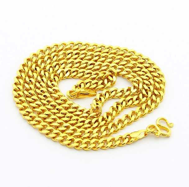 24K GP Gold Plated Necklace Mens & Women Yellow Gold Golden Jewelry Necklace YHDN 69 ELY