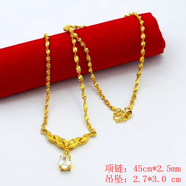 24K GP Gold Plated Necklace Mens & Women Yellow Gold Golden Jewelry Necklace YHDN 9 ELY