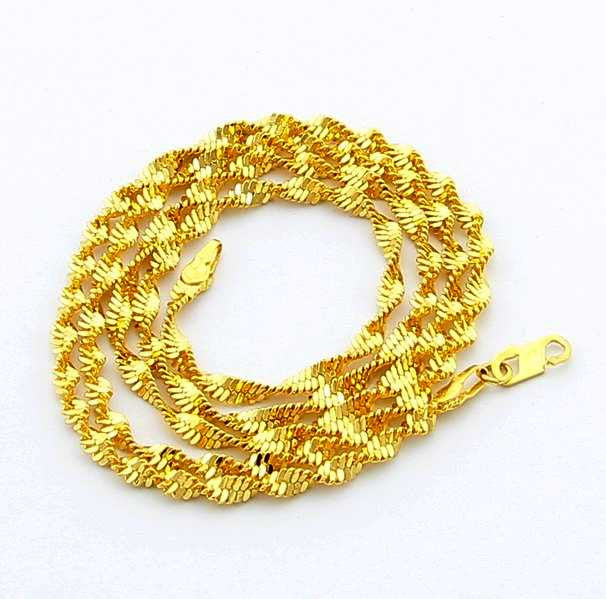 24K GP Gold Plated Necklace Mens & Women Yellow Gold Golden Jewelry Necklace YHDN 7 ELY