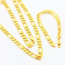 24k Gold Plated Mens Jewelry Sets Yellow Gold Golden Necklace Bracelet YHDS 9 ELY