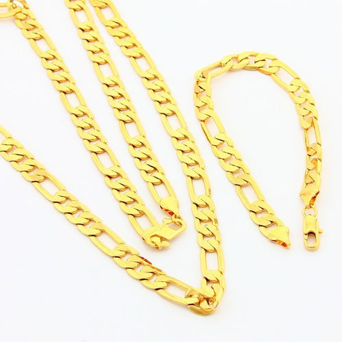 24k Gold Plated Mens Jewelry Sets Yellow Gold Golden Necklace Bracelet YHDS 9 ELY