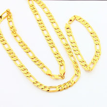 24k Gold Plated Mens Jewelry Sets Yellow Gold Golden Necklace Bracelet YHDS 9 ELY