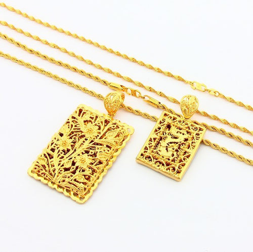 24k Gold Plated Mens Jewelry Sets Yellow Gold Golden Necklace Bracelet YHDS 7 ELY