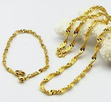 24k Gold Plated Mens Jewelry Sets Yellow Gold Golden Necklace Bracelet YHDS 19 ELY