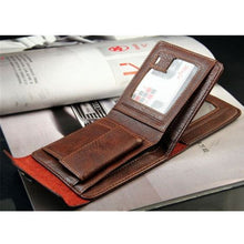 Fold Wallet Gift Wallet Men Leather Brown Credit/ID Card Purse Gift ELY
