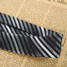 Gray White Striped Classic Jacquard Woven Silk Necktie Men's Silk Suits Tie ELY