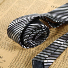 Gray White Striped Classic Jacquard Woven Silk Necktie Men's Silk Suits Tie ELY