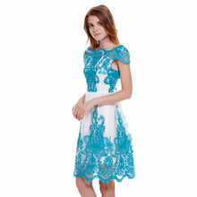 Lace O-Neck Waisted Dinner Dress Vestido de Festa Dress Vestido de Renda Party Lace Ball Gown Women Dress ELY