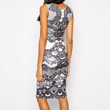 Printed Women Dress Sleeveless Vestidos O-Neck Slim Pencil Dress Vestido de Festa Renda Party Beach Dress ELY