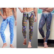 Sexy Men's Long Johns Pants Colorful Print Thermal Bottom CottonWarm Leggings Underwear Free S hipping1STL ELY