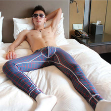 Sexy Men's Long Johns Pants Printing Blue plaid Thermal Bottom Cotton Warm Leggings Underwear Free S hipping1STL ELY