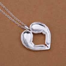 Silver Plated Heart-shaped Pendant Necklace Gift Angel Heart Wings Jewelry ELY