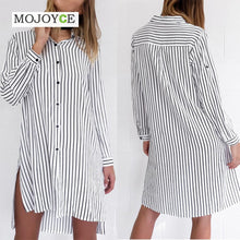 Vertical Stripes Dress Office Vestidos Women Dress Long Sleeve Plus Size Loose Robe Buttons Shirt Dress 1STL ELY