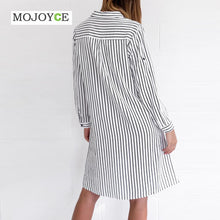 Vertical Stripes Dress Office Vestidos Women Dress Long Sleeve Plus Size Loose Robe Buttons Shirt Dress 1STL ELY