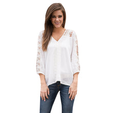 White Women Blouses Top Casual Sweetly Lace Stitching Tee Shirt 1STL ELY