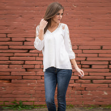 White Women Blouses Top Casual Sweetly Lace Stitching Tee Shirt 1STL ELY
