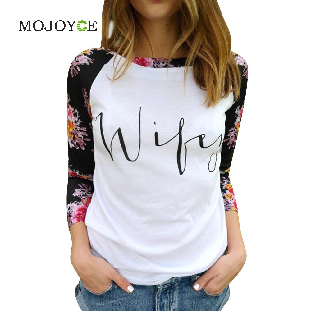 Women Casual Loose Long Sleeve Tee Shirt Floral Printed T-Shirt Blusa Women Tops Letter Crop Tops Tees 1STL ELY