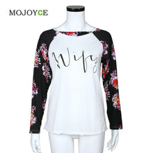 Women Casual Loose Long Sleeve Tee Shirt Floral Printed T-Shirt Blusa Women Tops Letter Crop Tops Tees 1STL ELY