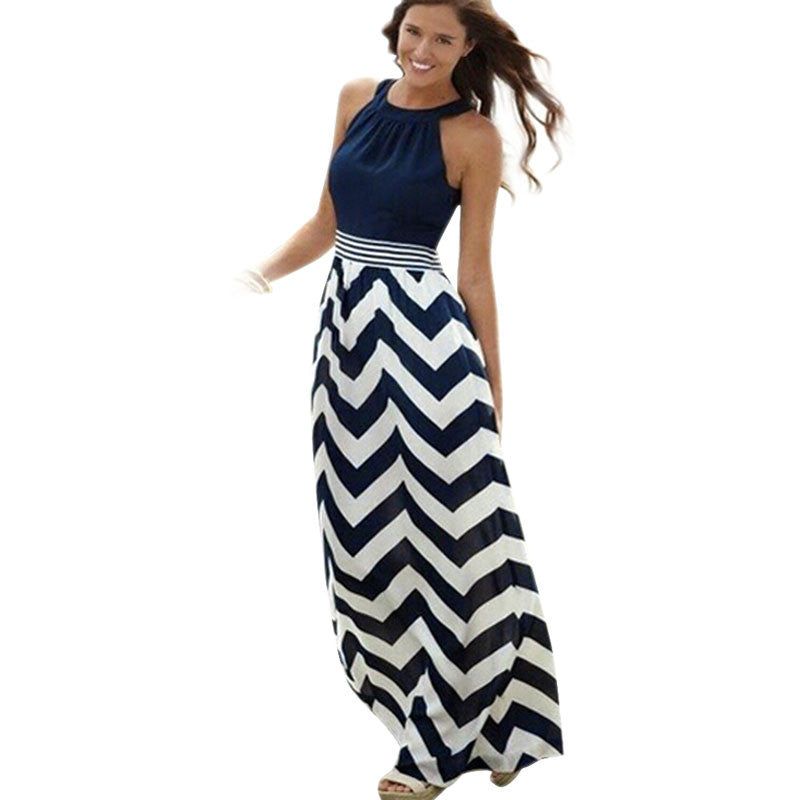 Women Dress Sleeveless Vestidos Boho Long Dress Vestido de Festa Renda Party Beach O Neck Chiffon Dress 1STL ELY