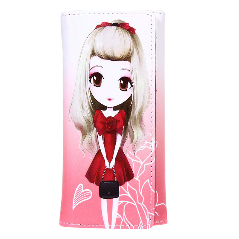 Women Girl PU Leather Wallet Lady Long Card Holder Pure Lovely Cartoon Wallets 1STL ELY