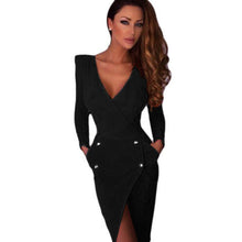 Women Solid Color Backless Long Sleeve Cross Hem Bodycon Slim Dress Autum Sexy Black Red Dress1STL ELY