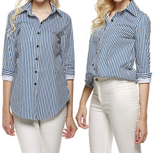 s Women Shirts Turn-down Collar Long Sleeve Tops Street Women Blouses Loose Stripes Blouses Casual Blusas Plus Size ELY