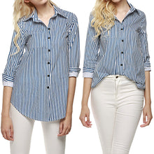 s Women Shirts Turn-down Collar Long Sleeve Tops Street Women Blouses Loose Stripes Blouses Casual Blusas Plus Size ELY