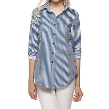 s Women Shirts Turn-down Collar Long Sleeve Tops Street Women Blouses Loose Stripes Blouses Casual Blusas Plus Size ELY