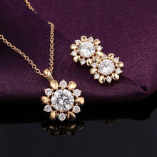 Beautiful 18K Gold Plating jewelry sets flower crystal cat necklace+earrings Costume Jewellery SMTPS43 ELY